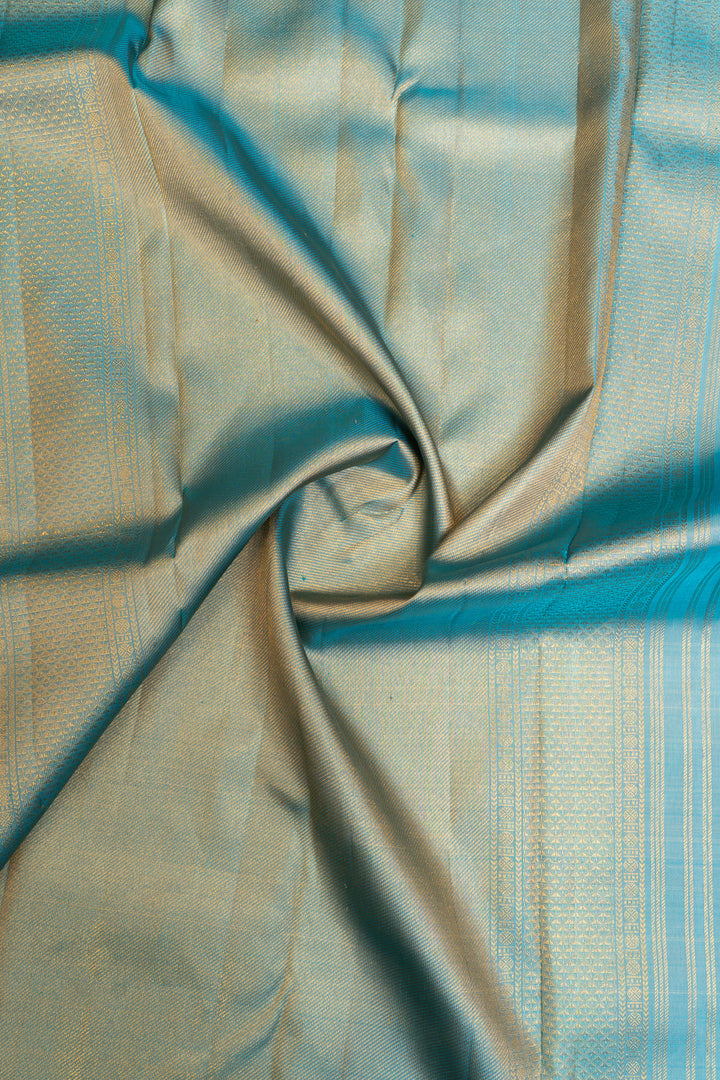 Ice blue annam chakram brocade pure Kanchipuram silk saree