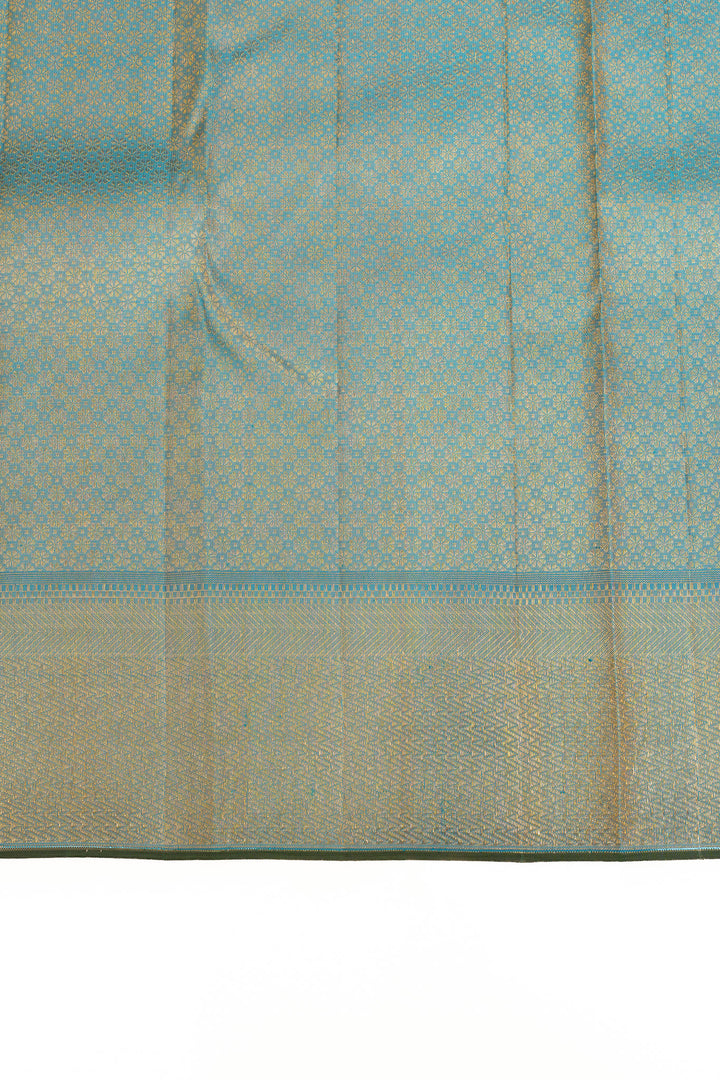 Ice blue annam chakram brocade pure Kanchipuram silk saree