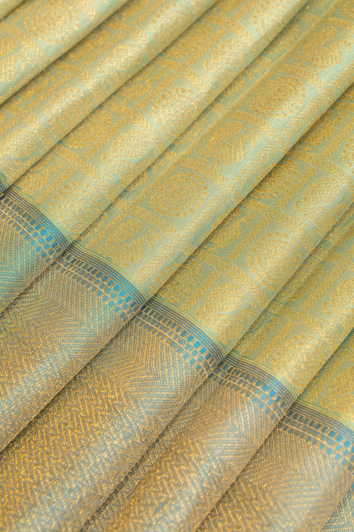 Ice blue annam chakram brocade pure Kanchipuram silk saree