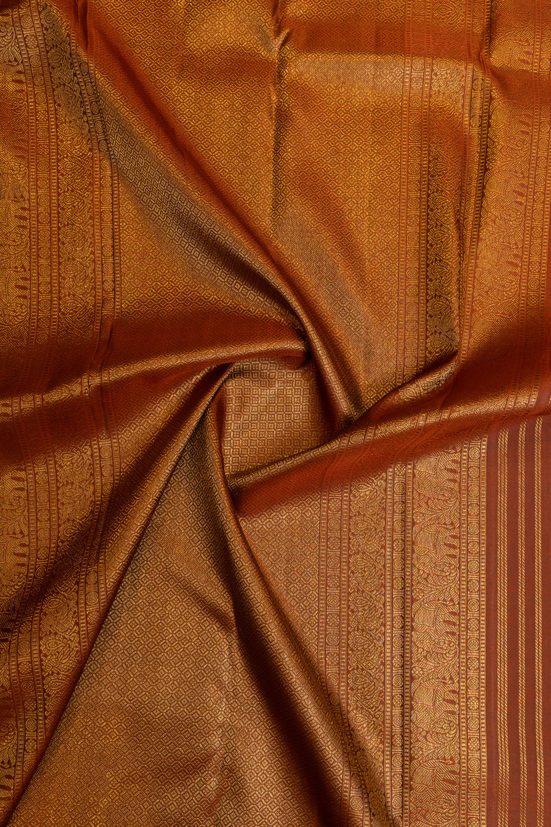 Silverish gold houndstooth brocade pure Kanchipuram silk saree