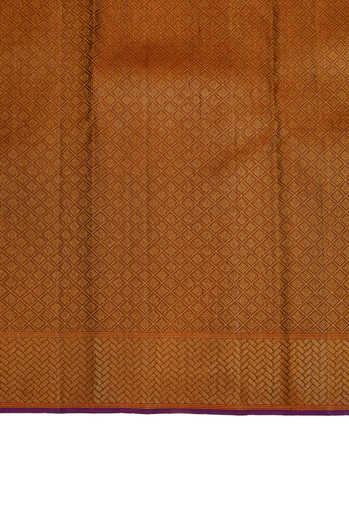 Silverish gold houndstooth brocade pure Kanchipuram silk saree