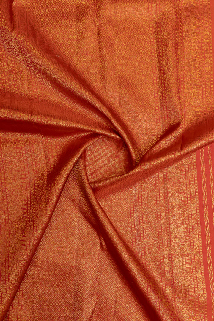 Red minakari brocade pure Kanchipuram silk saree