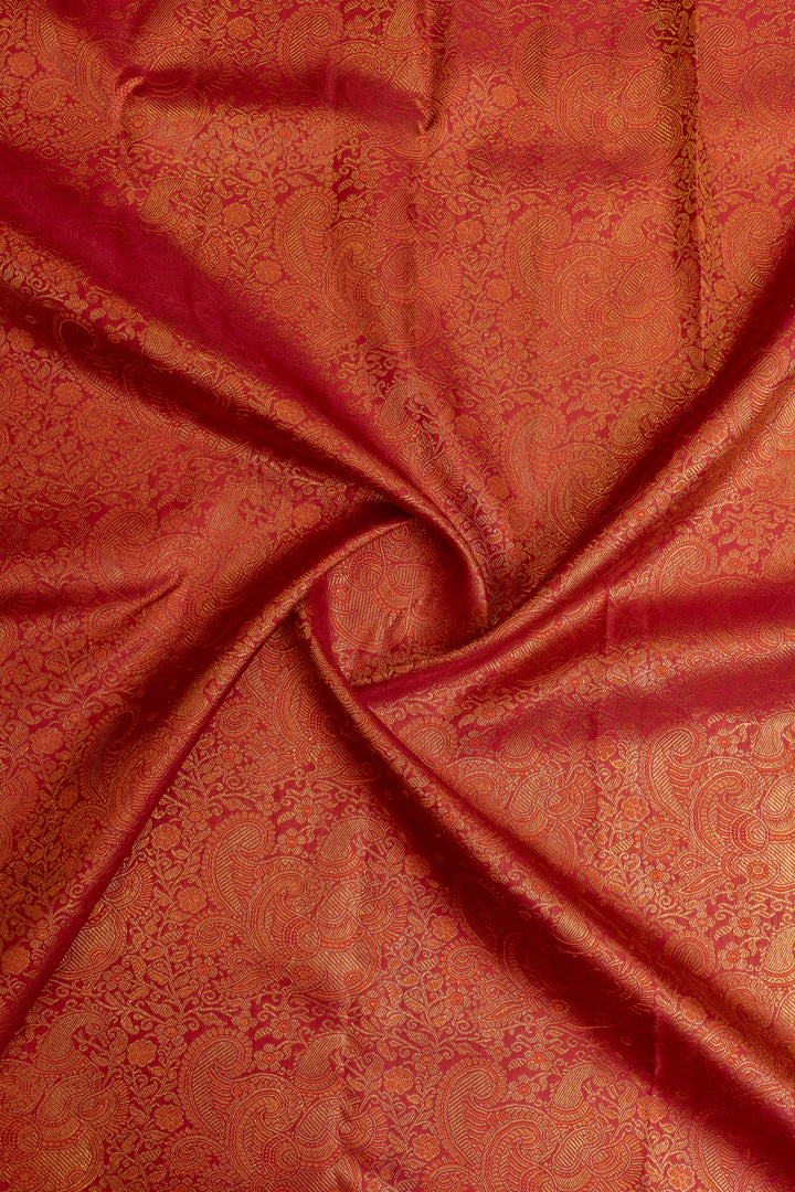 Red minakari brocade pure Kanchipuram silk saree