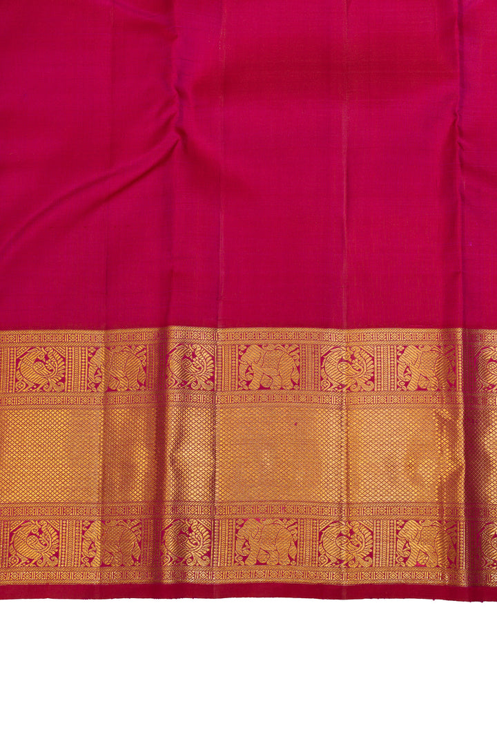 Lime and magenta traditional pure Kanchipuram silk saree
