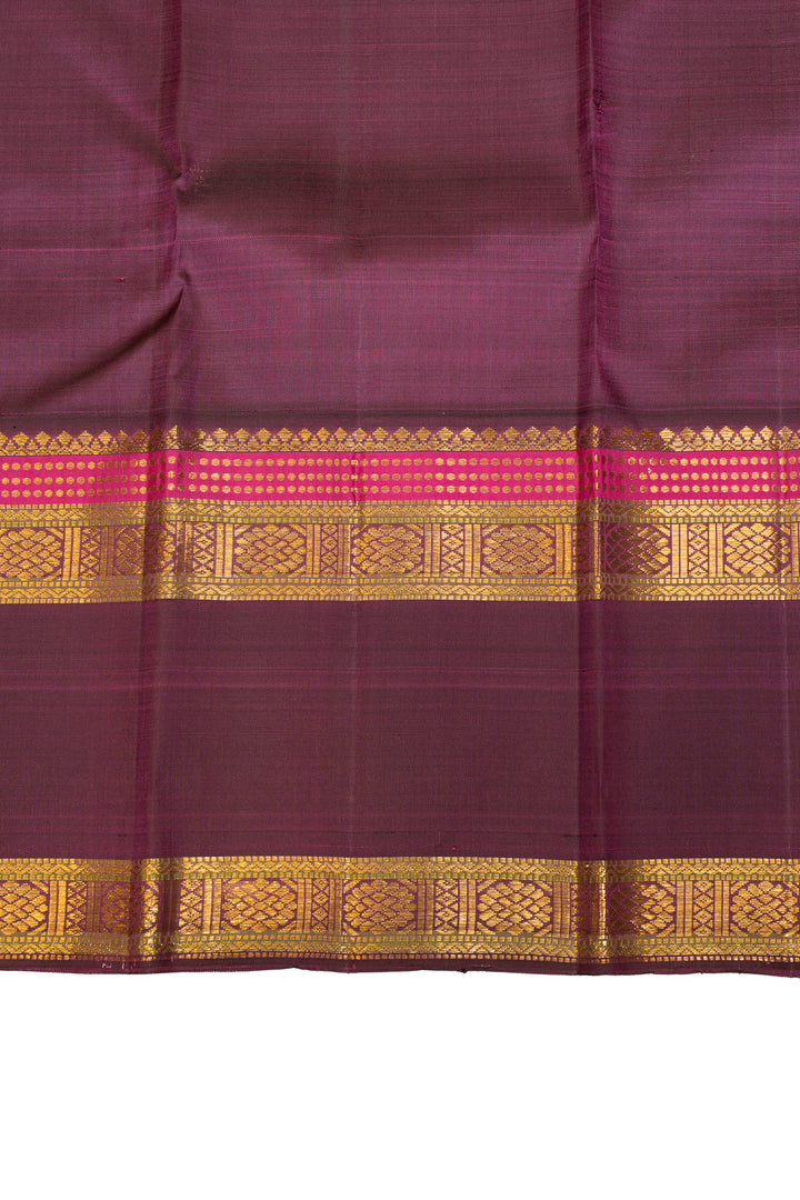 Green and purple stripes pure Kanchipuram silk saree