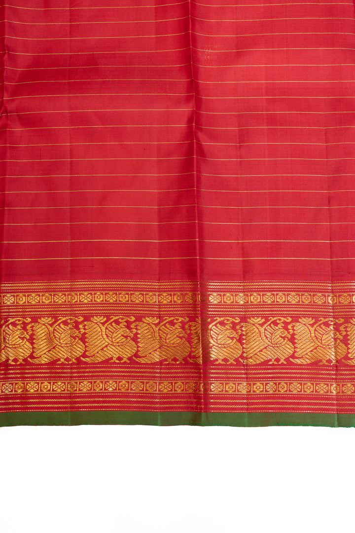 Beetlenut brown checks pure Kanchipuram silk saree