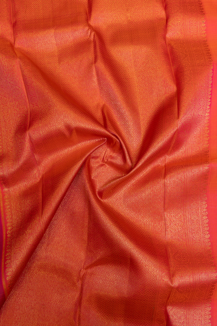 Purple multi stripes border pure Kanchipuram silk saree
