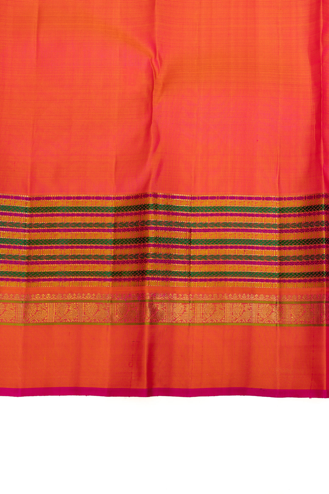 Purple multi stripes border pure Kanchipuram silk saree