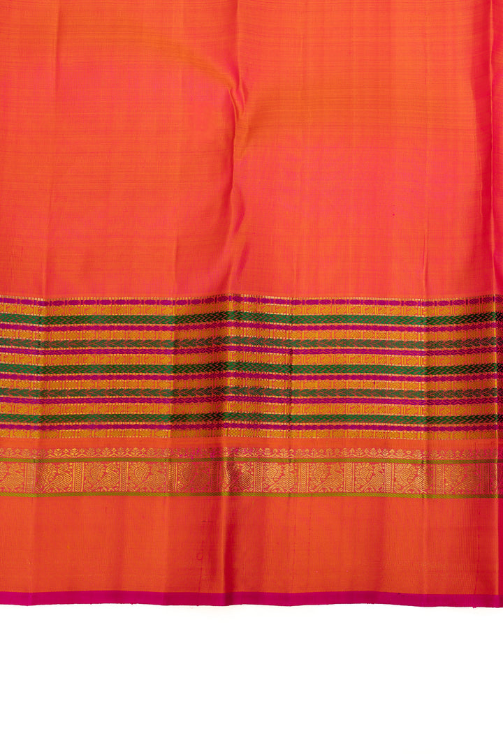 Purple multi stripes border pure Kanchipuram silk saree