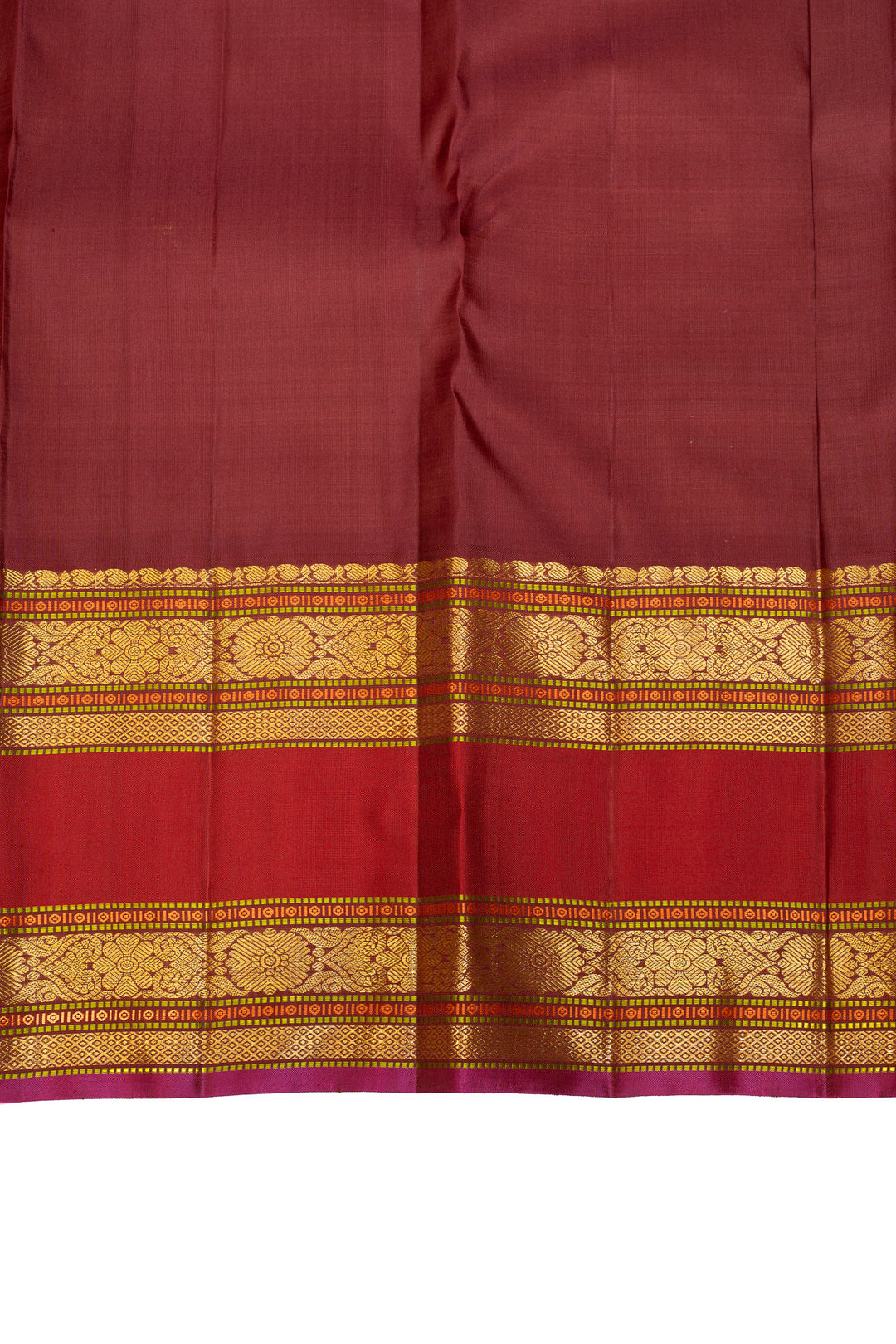 Pastel pink and red pure Kanchipuram silk saree
