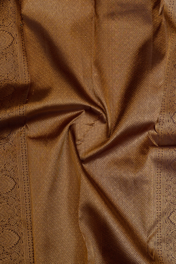Rust orange pure Kanchipuram silk saree