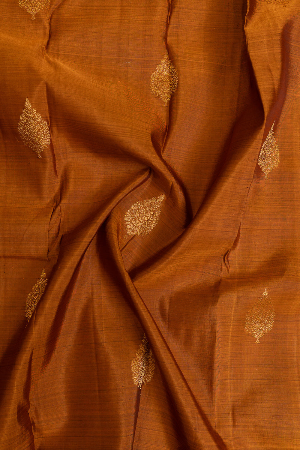 Rust orange pure Kanchipuram silk saree