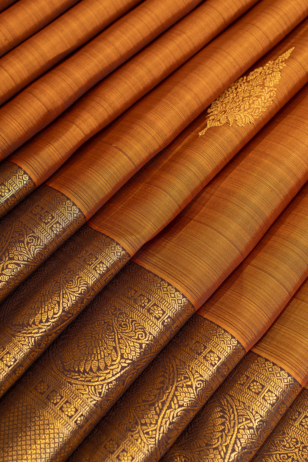 Rust orange pure Kanchipuram silk saree