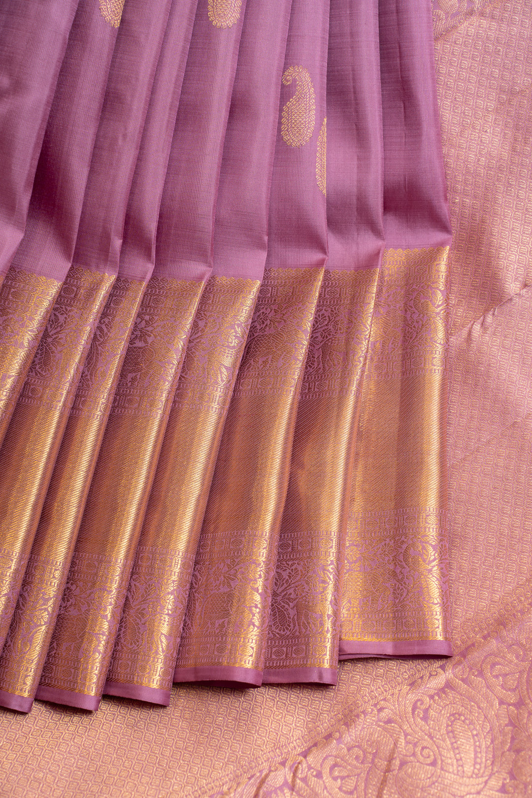 Purple paisley pure Kanchipuram silk saree