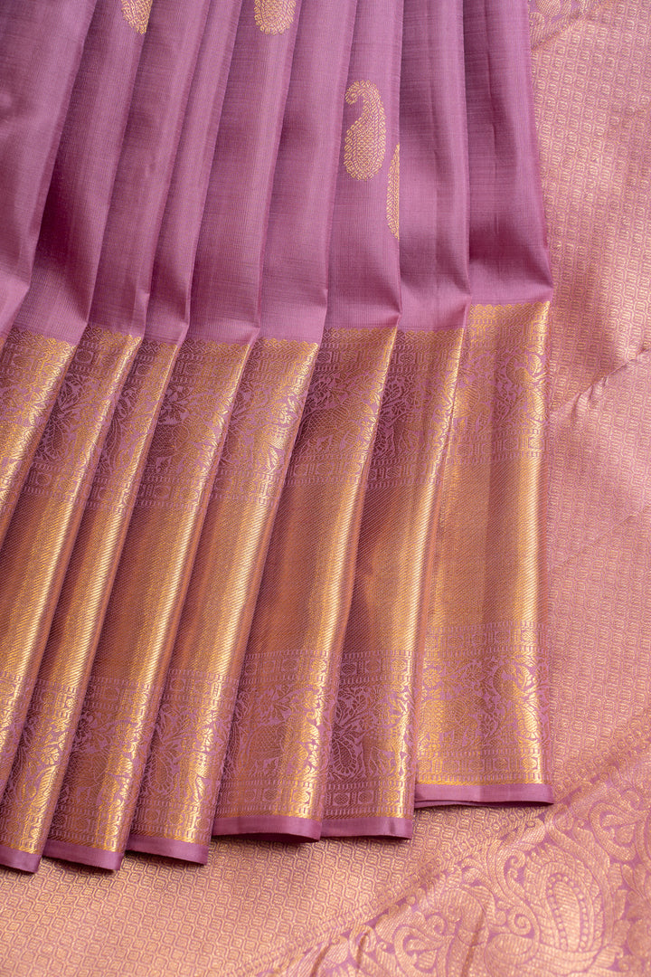 Purple paisley pure Kanchipuram silk saree