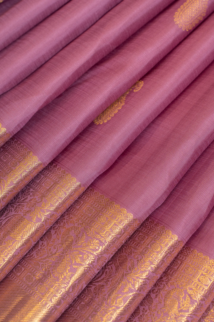 Periwinkle purple pure Kanchipuram silk saree