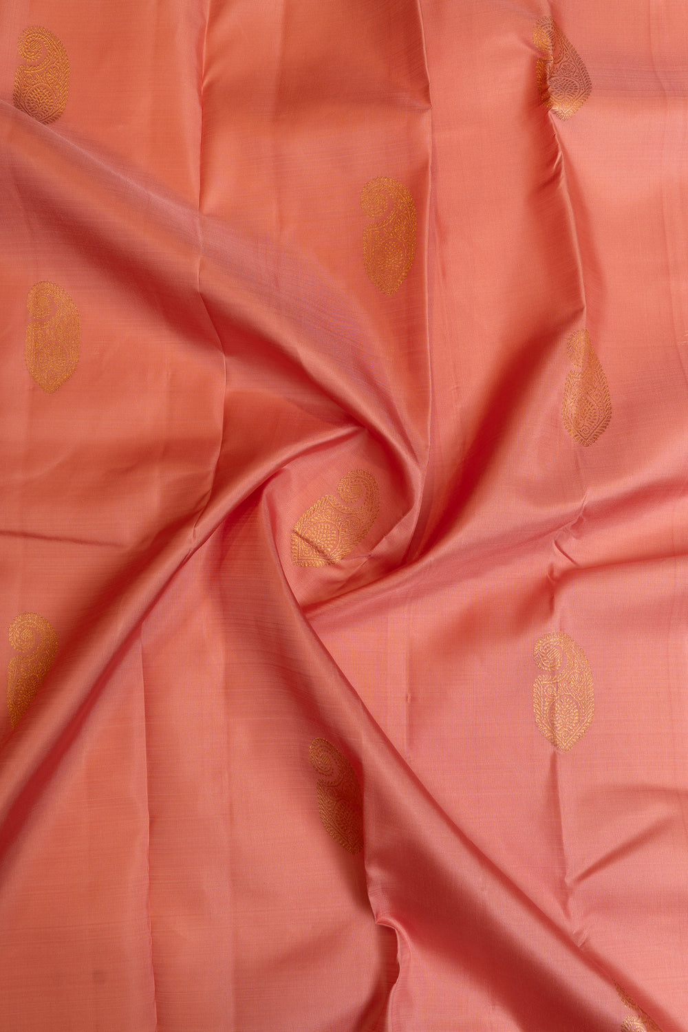 Pastel pink and brown pure Kanchipuram silk saree