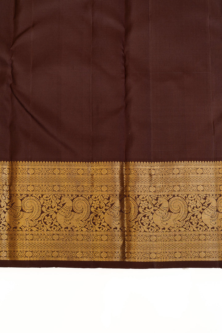 Pastel pink and brown pure Kanchipuram silk saree