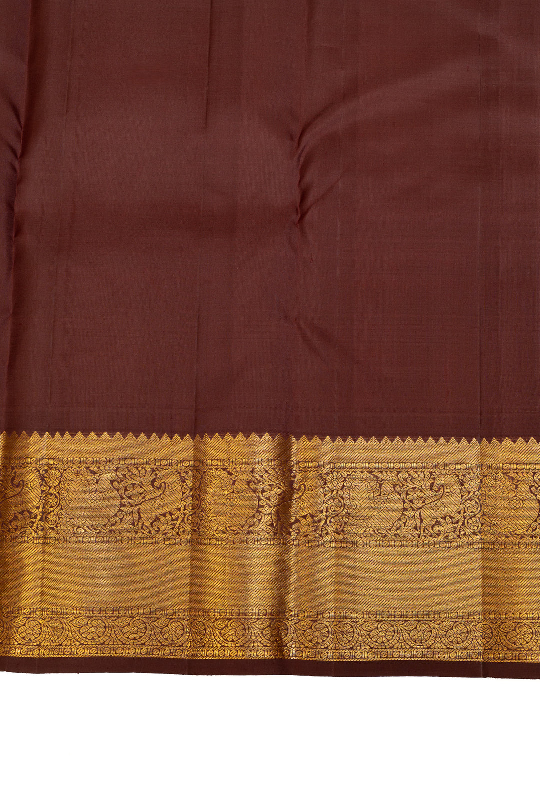 Rust orange and brown checks pure Kanchipuram silk saree