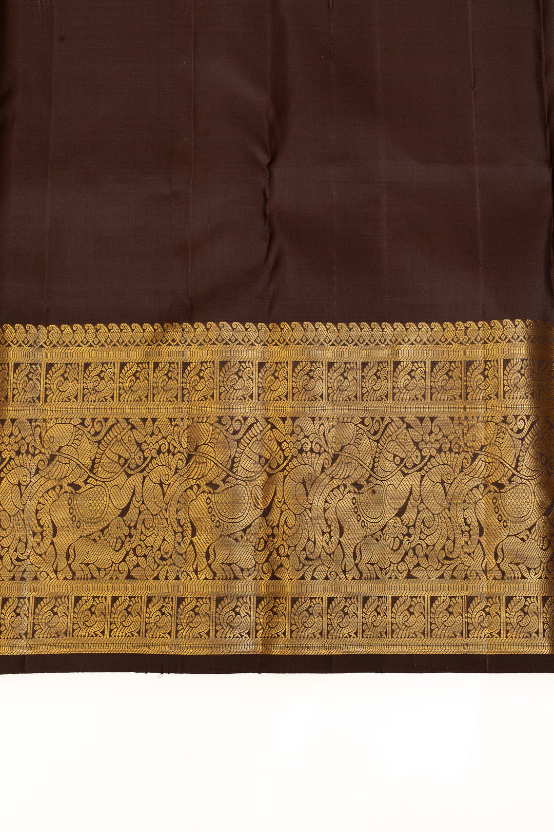 Rust orange varisaipettu pure Kanchipuram silk saree