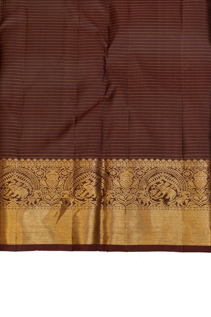 Rust orange zari checks pure Kanchipuram silk saree