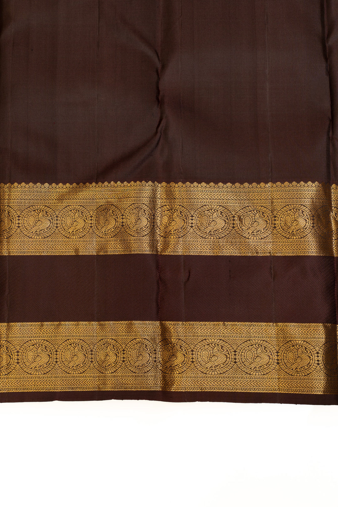 Rust orange rettai pettu  pure Kanchipuram silk saree