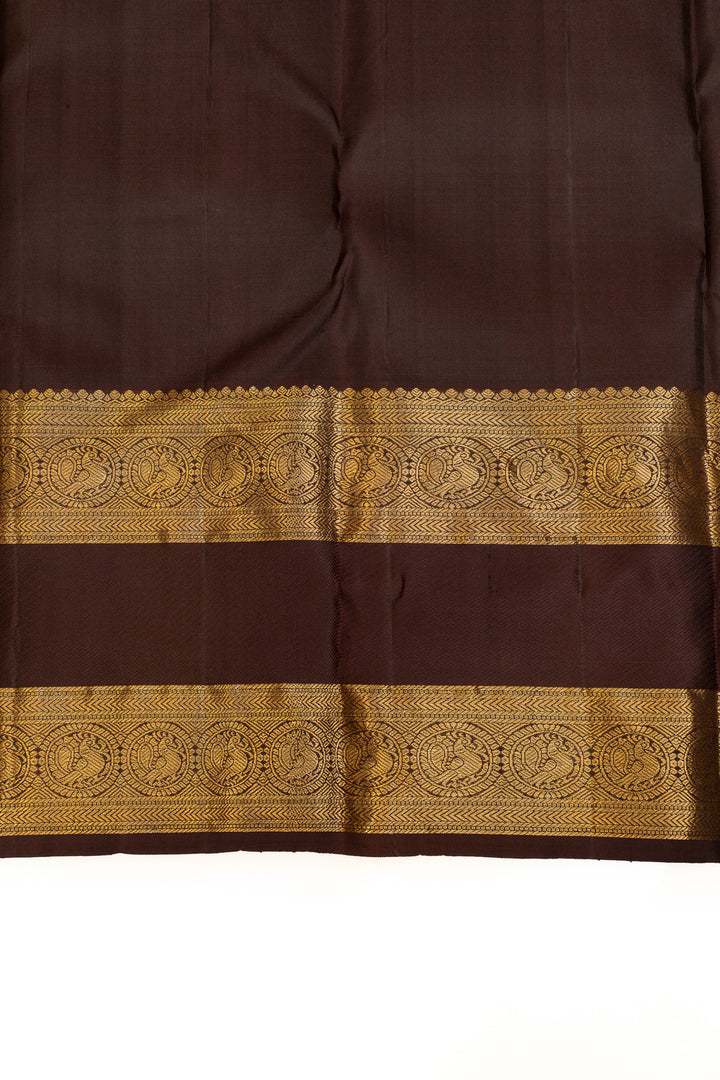 Rust orange rettai pettu  pure Kanchipuram silk saree