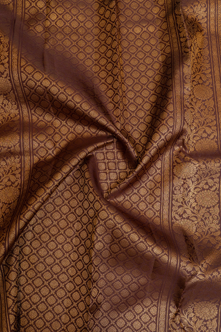 Reddish maroon zari checks pure Kanchipuram silk saree