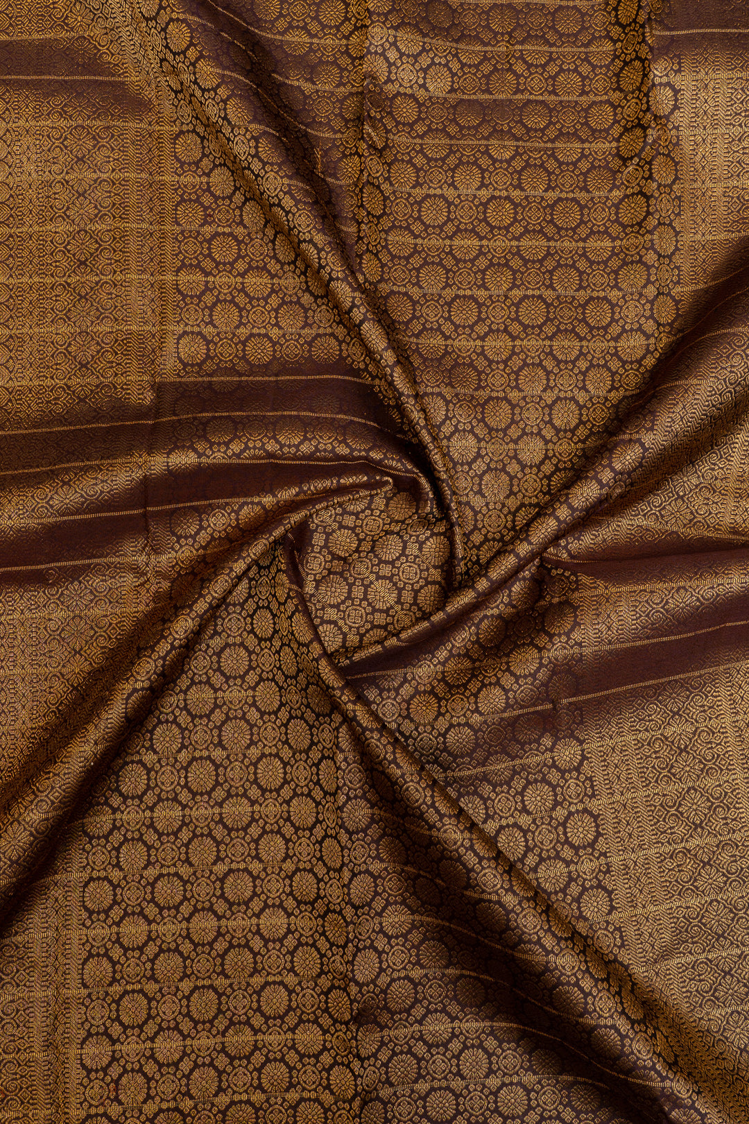 Rust orange zari checks pure Kanchipuram silk saree