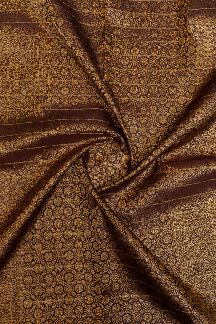 Rust orange zari checks pure Kanchipuram silk saree