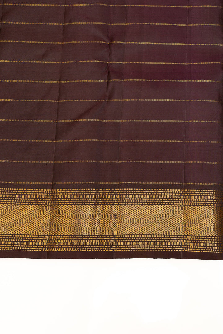Rust orange zari checks pure Kanchipuram silk saree