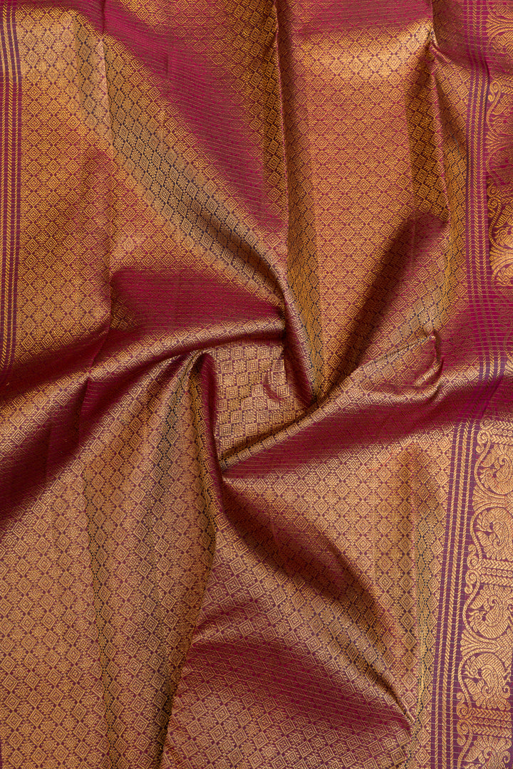 Purple shot colour pure Kanchipuram silk saree