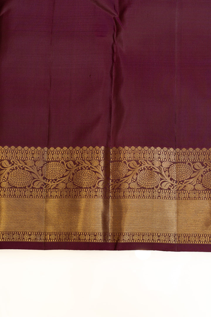 Rus orange zari panel pure Kanchipuram silk saree