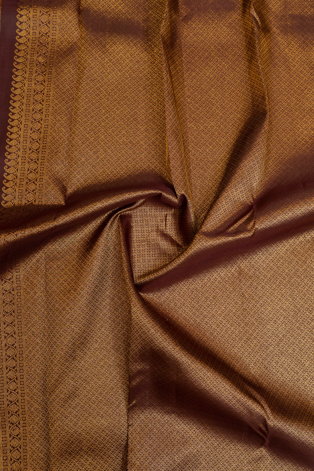 Rust orange turning border pure Kanchipuram silk saree