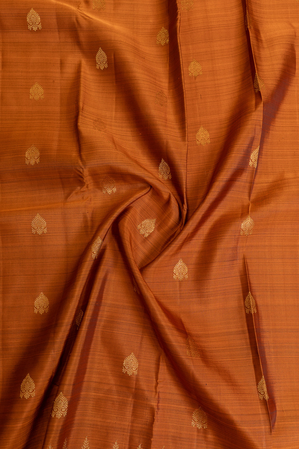 Rust orange turning border pure Kanchipuram silk saree