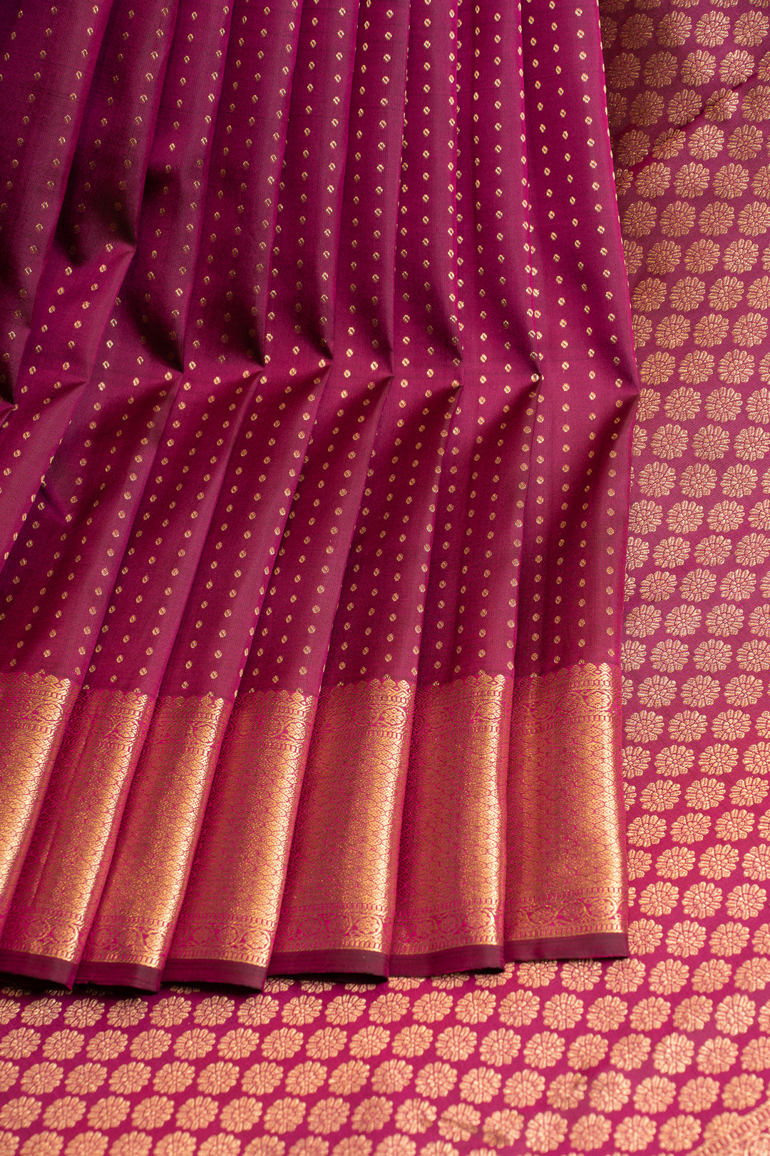 Magenta purple lakshadeepam pure Kanchipuram silk saree