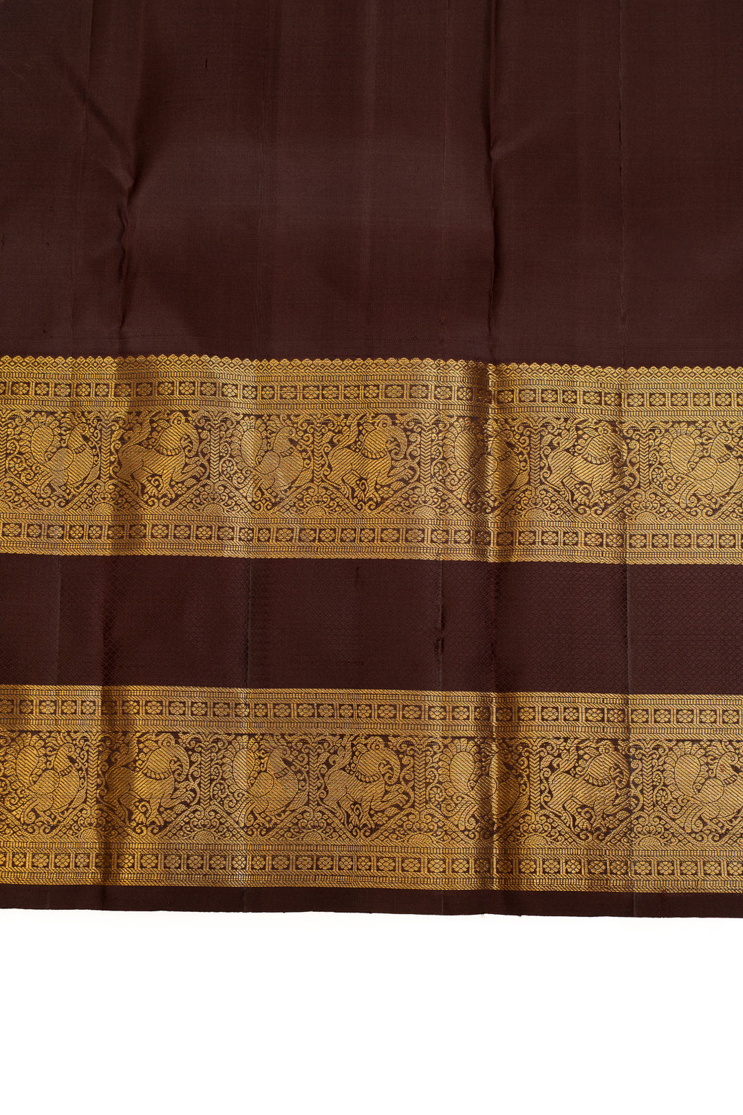Rust orange and brown rettai pettu pure Kanchipuram silk saree