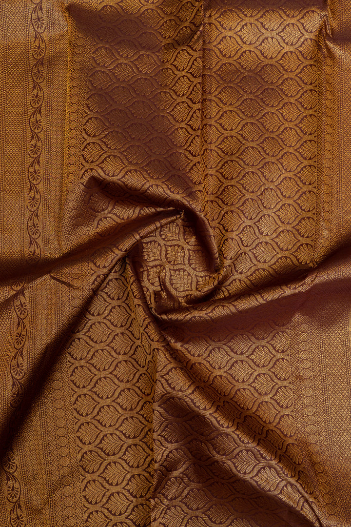 Rust orange and brown traditional pure Kanchipuram silk saree