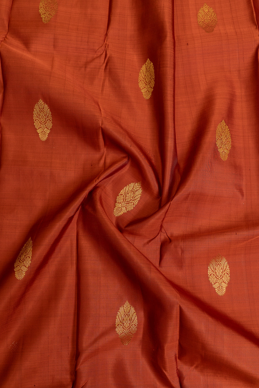 Rust orange and brown traditional pure Kanchipuram silk saree