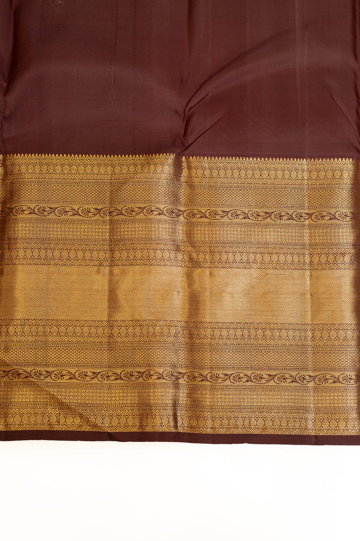 Rust orange and brown traditional pure Kanchipuram silk saree