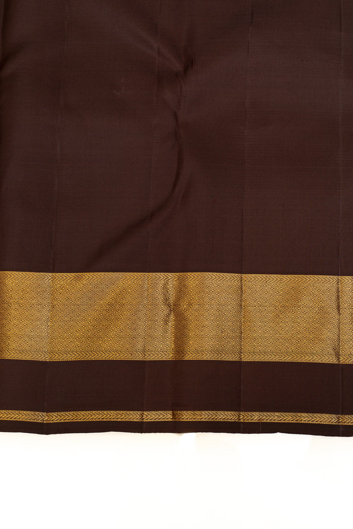 Rust orange zari checks pure Kanchipuram silk saree