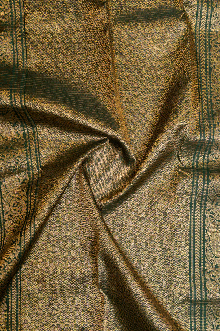 Bottle green traditional pure Kanchipuram silk saree