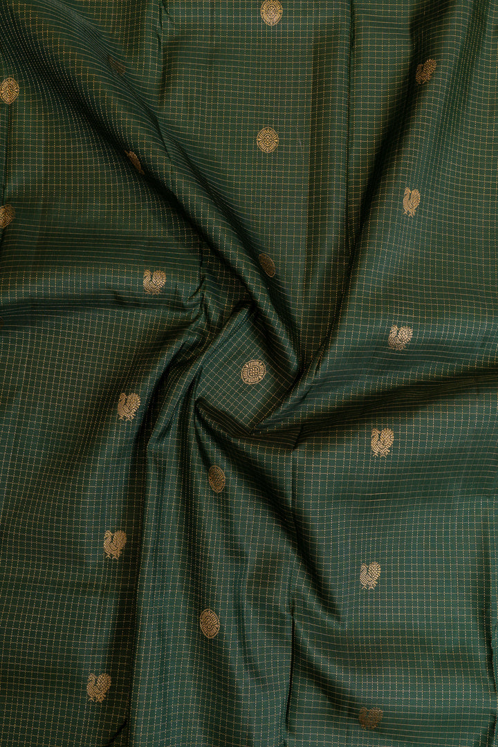 Bottle green traditional pure Kanchipuram silk saree