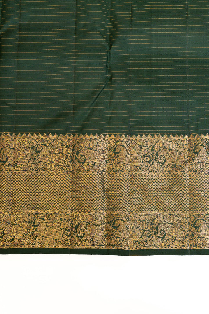 Bottle green traditional pure Kanchipuram silk saree