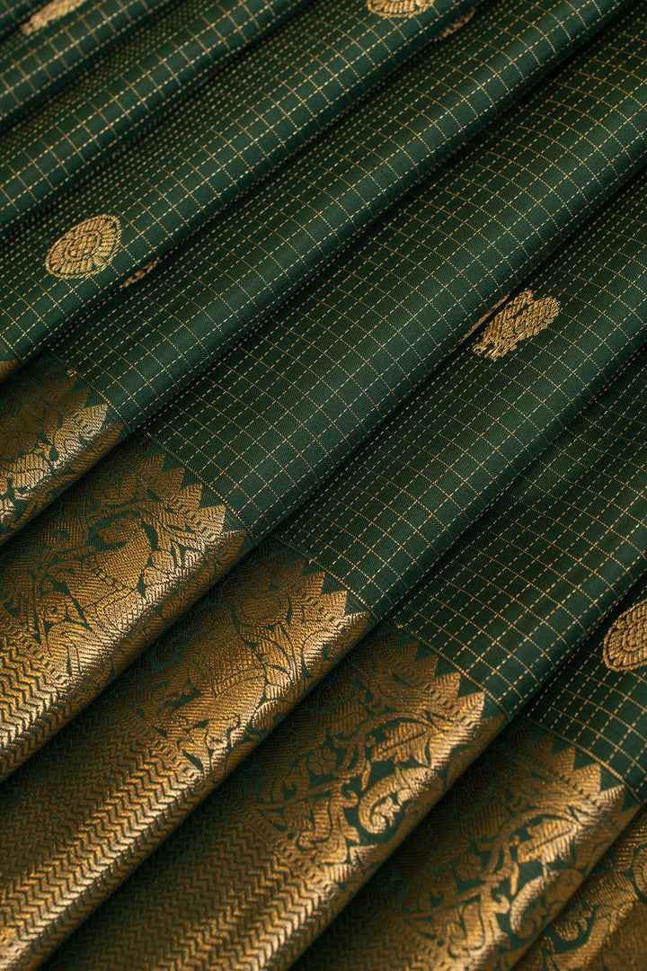 Bottle green traditional pure Kanchipuram silk saree