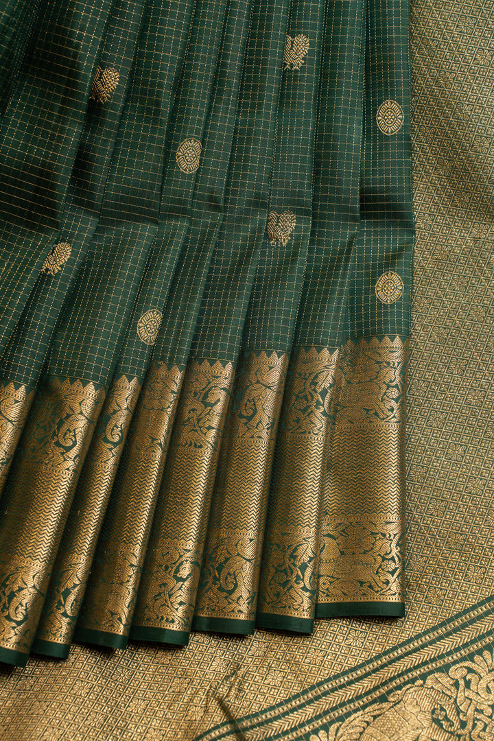 Bottle green traditional pure Kanchipuram silk saree