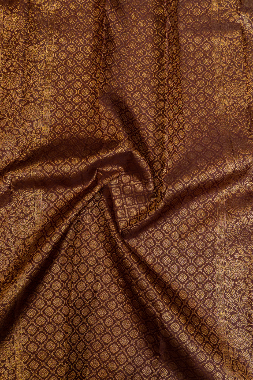 Rust orange and jamun pure Kanchipuram silk saree