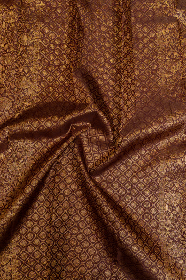 Rust orange and jamun pure Kanchipuram silk saree