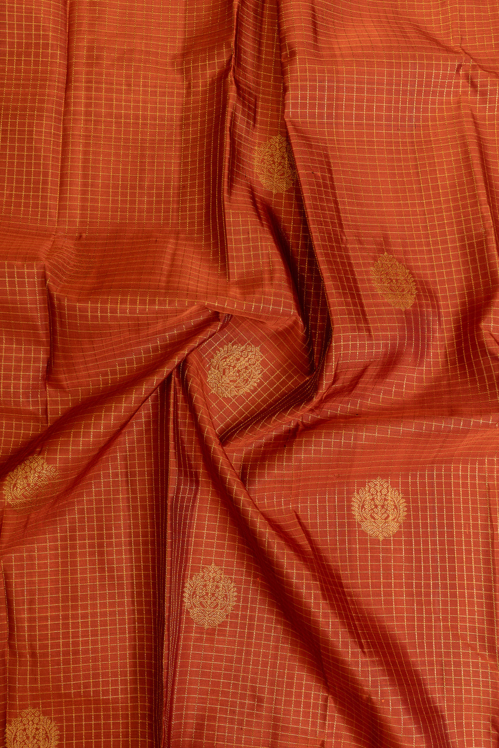 Rust orange and jamun pure Kanchipuram silk saree