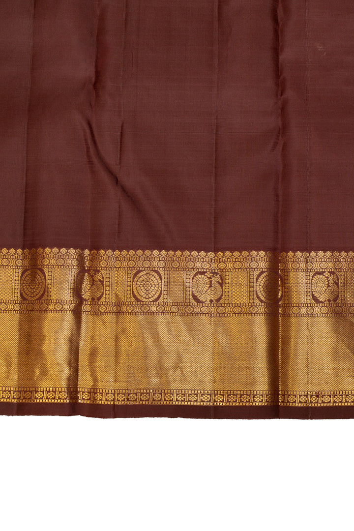 Rust orange and jamun pure Kanchipuram silk saree